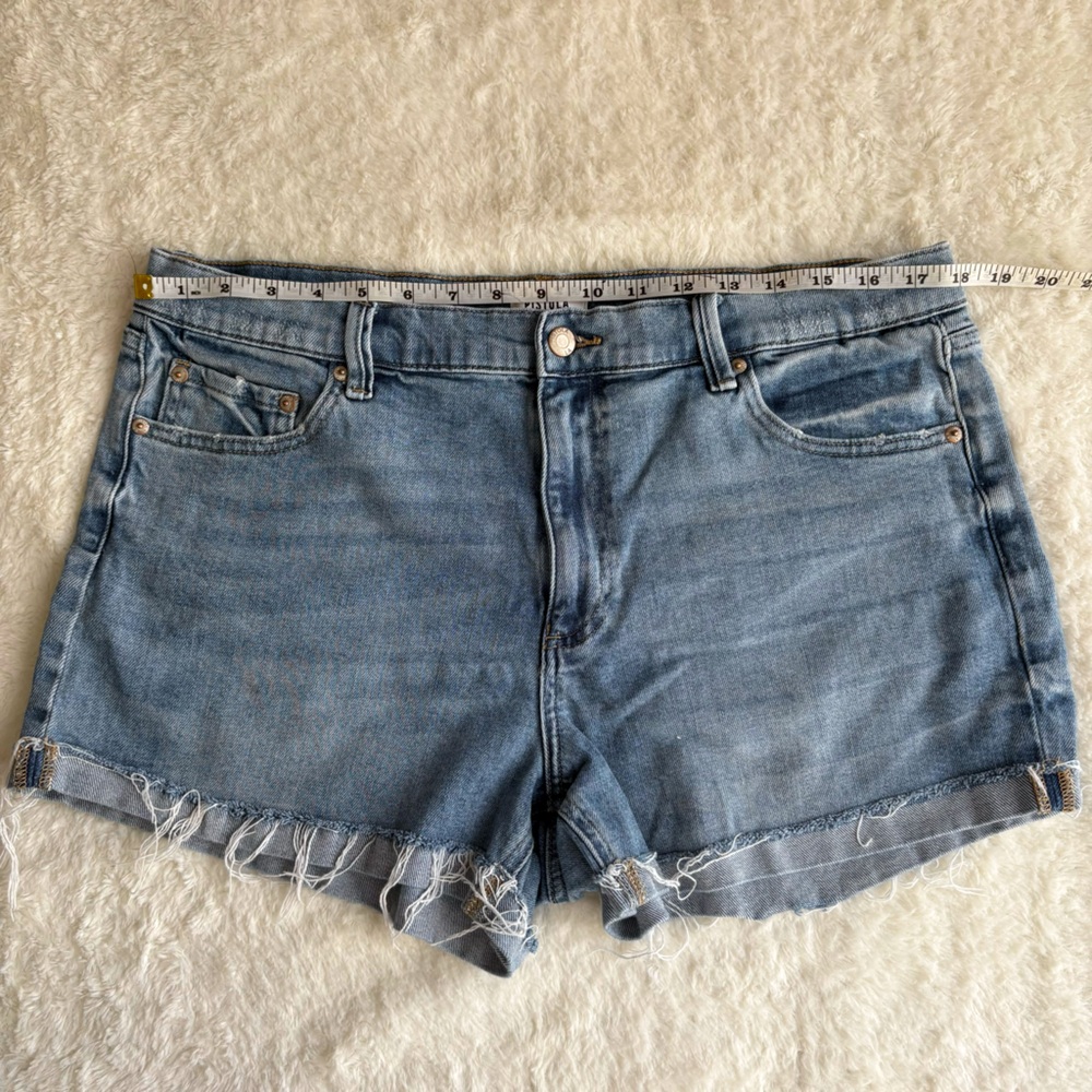 Pistola Revolve Blue Denim Frayed Hem Cut Off Jean Shorts Size 33 - Picture 6 of 6